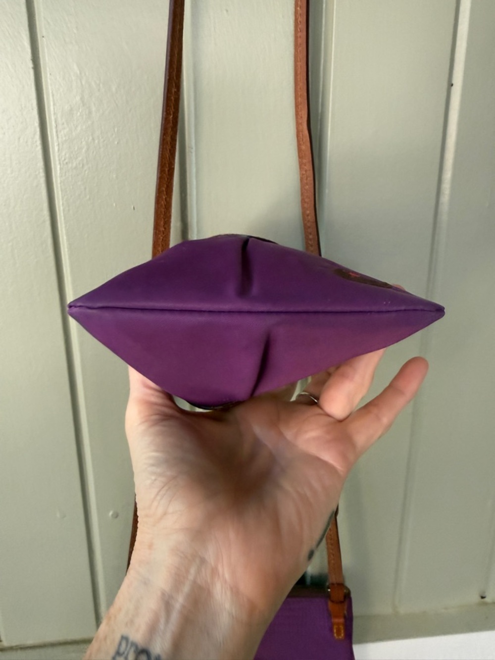 🦆DOONEY & BOURKE Wayfarer Triple Zip Crossbody Purple Nylon Bag & Coin Purse Set - Picture 9 of 14
